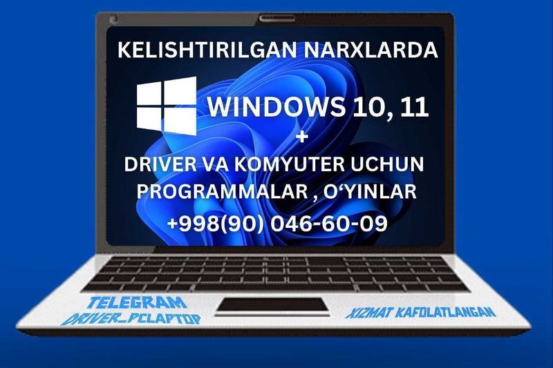 Windows o'rnatamiz narxi 100 ming so'm + driver va MS Officelari bilan