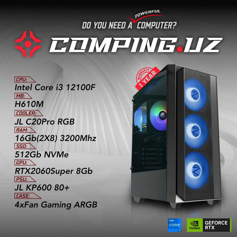 (NEW) 12100F/H610m/16Gb/512Gb/RTX2060Super (NEW) 12100F/H610m/16Gb/512Gb/RTX2060Super