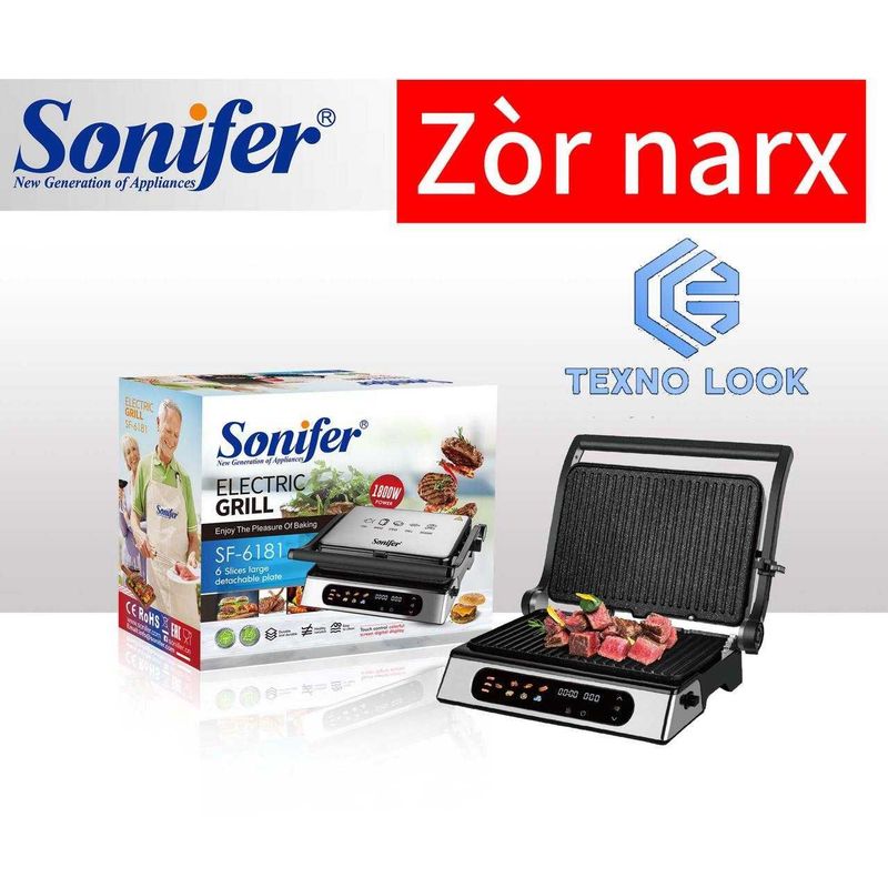 Elektr gril Sonifer SF-6181 — 1800 Vt, zanglamas .Dastavka bor!!! Elektr gril Sonifer SF-6181 — 1800 Vt, zanglamas .Dastavka bor!!!