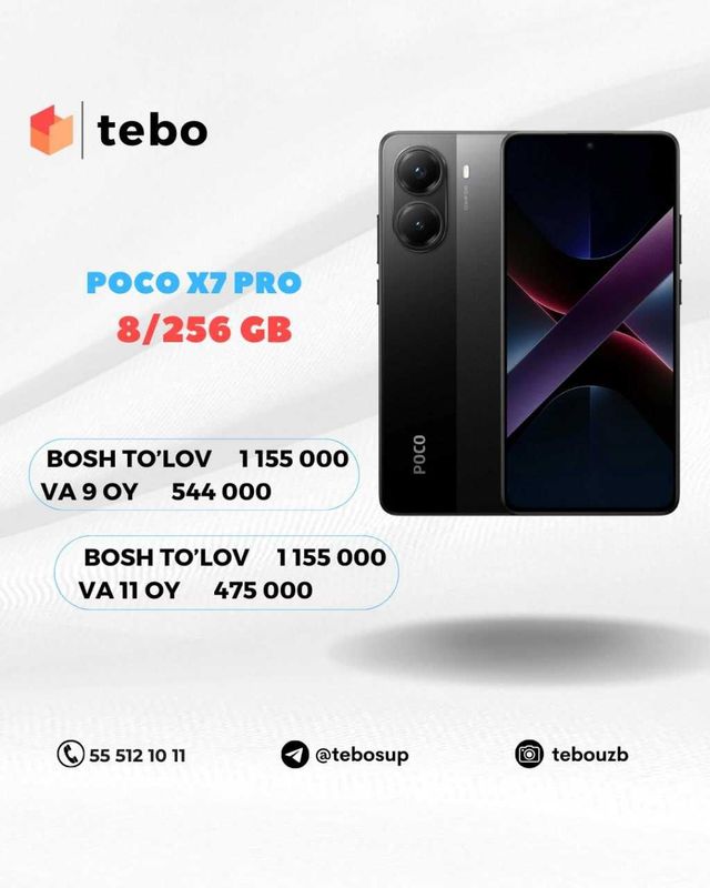 Poco X7 PRO 8/256 GB Muddatli to'lovga