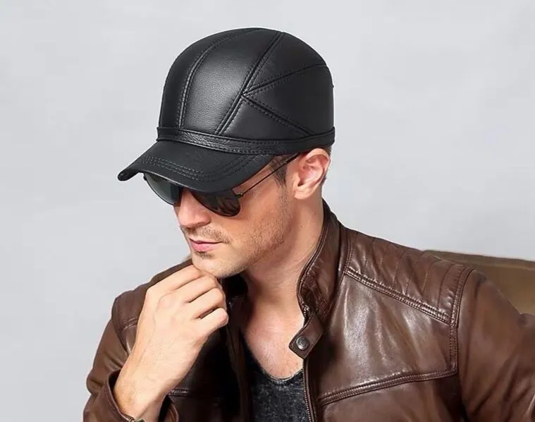 Мужская кепка шапка из натуральной кожи мужской