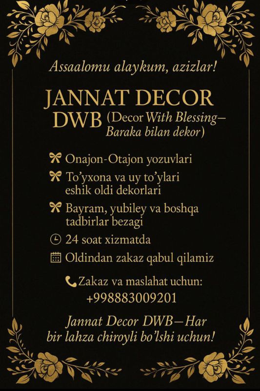 Dekorasiya Buxoro 400 000 Dekorasiya Buxoro 400 000