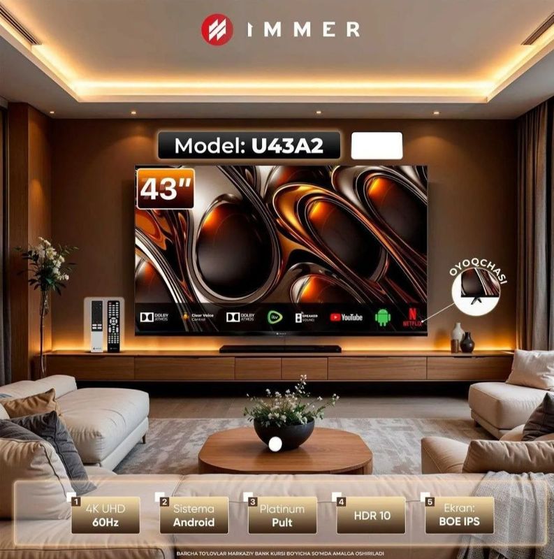 Телевизор Immer U43A2 в рассрочку Модель U43A2 2 пульта SMART ТВ андр Телевизор Immer U43A2 в рассрочку Модель U43A2 2 пульта SMART ТВ андр