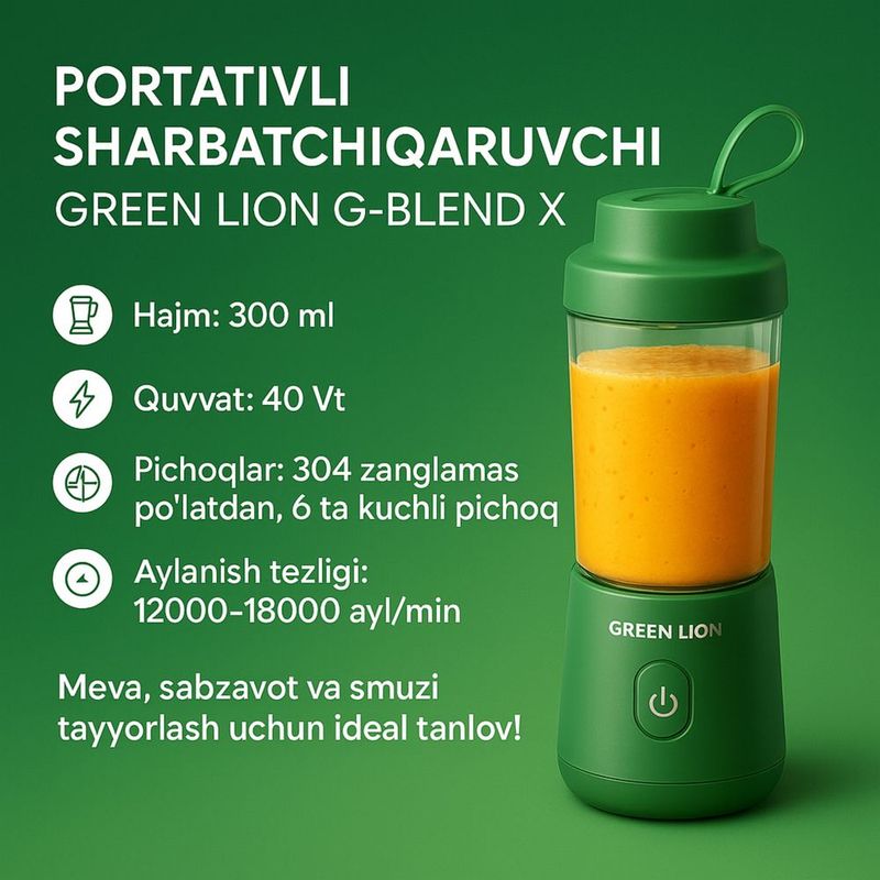 Portativli Sharbatchiqaruvchi Green Lion G-Blend X