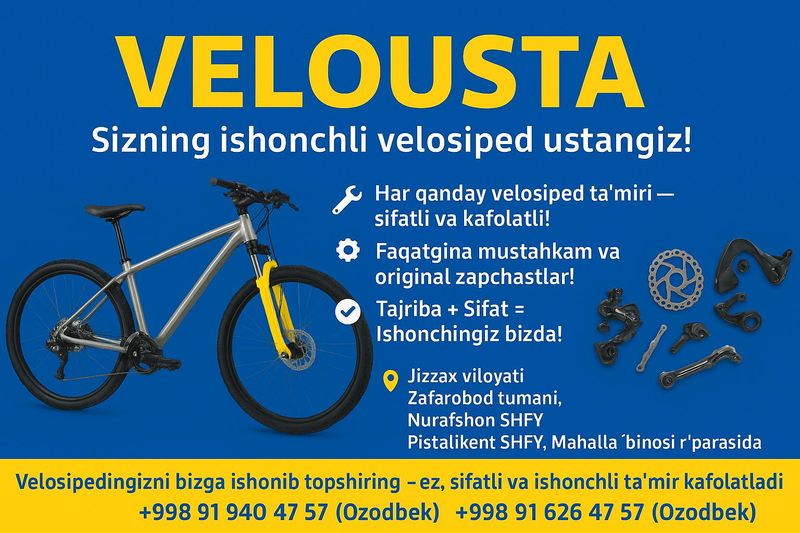 Velosipedlar va velosiped zapchastlari Velosipedlar va velosiped zapchastlari