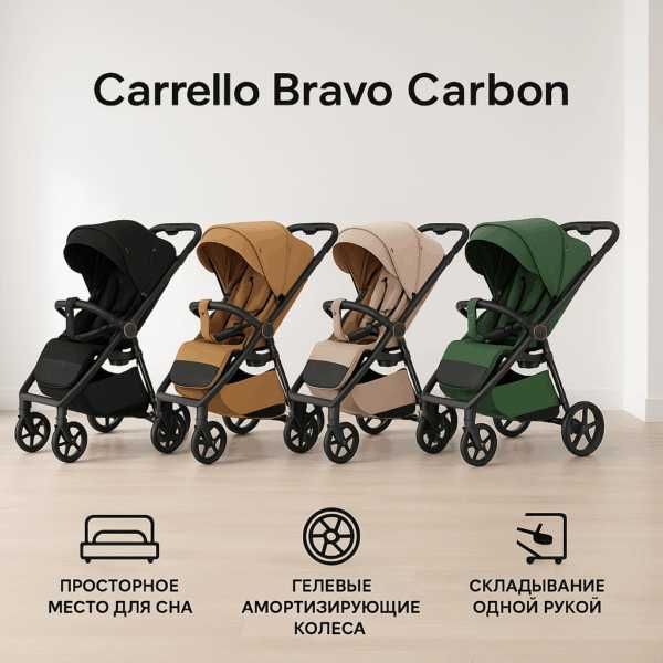 Прогулочная коляска Carrello Bravo Carbon, до 22 кг, 5 цветов Прогулочная коляска Carrello Bravo Carbon, до 22 кг, 5 цветов