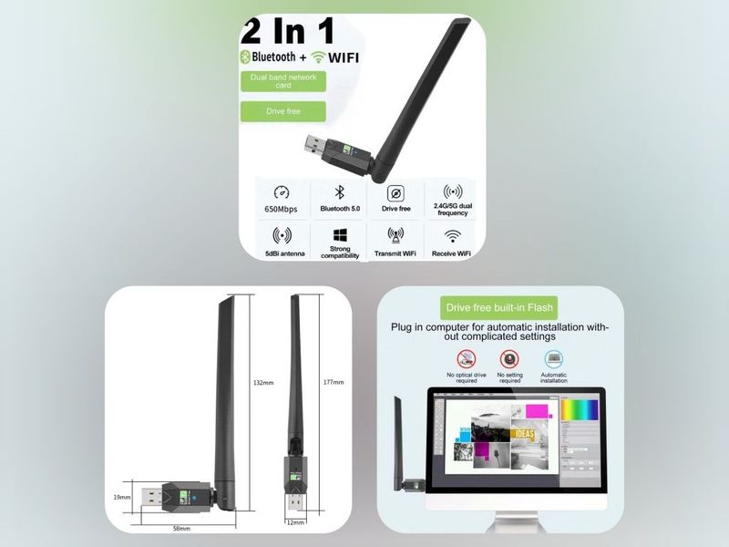 2in1 WiFi & Bluetooth adapter