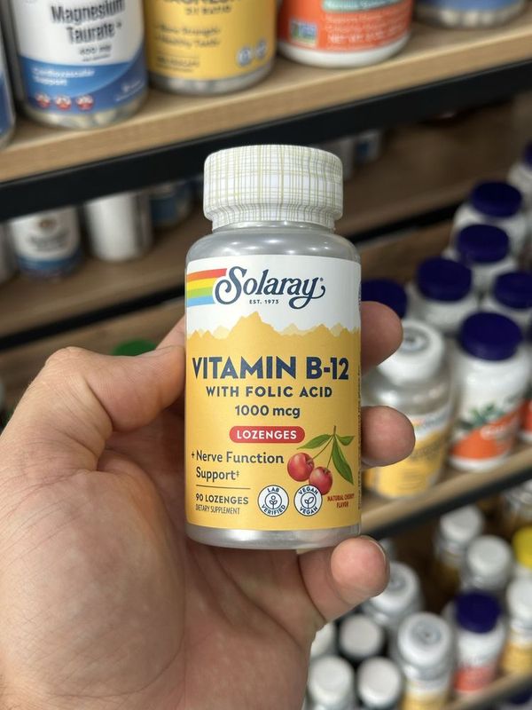 Solaray Vitamin B-12 with Folic Acid 1000 mcg 90 таблеток