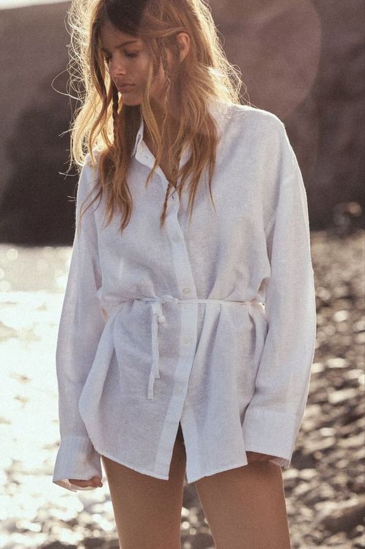 Zara лён рубашки Zara лён рубашки