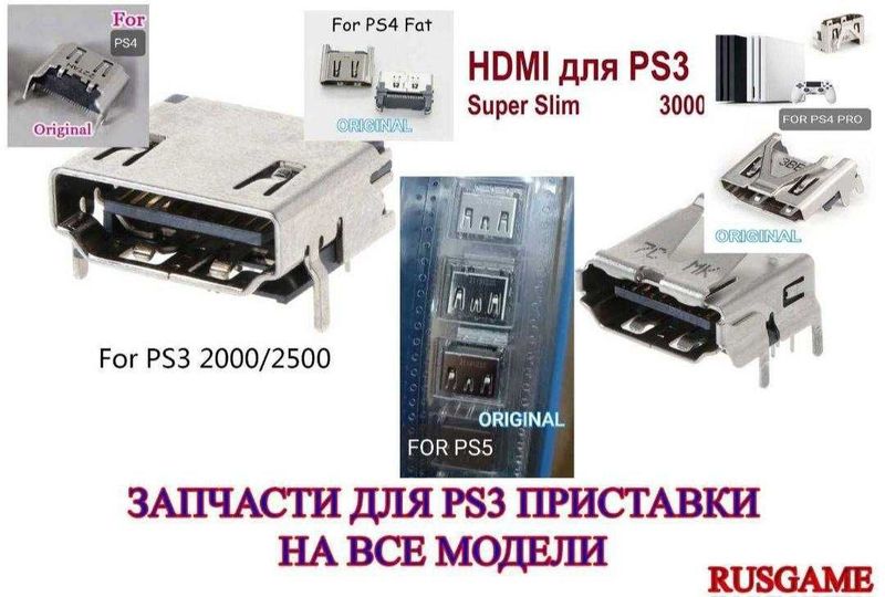 Оптом HDMI разъем для PS3,PS4,PS5 (Новые)