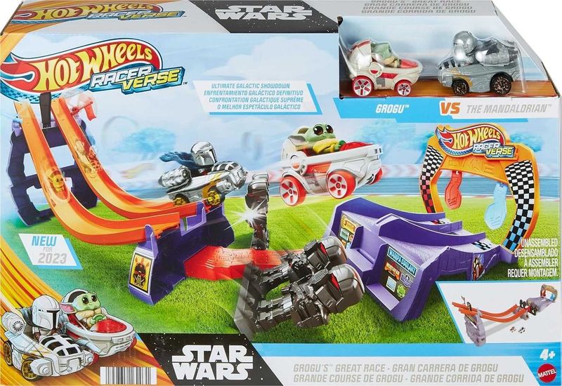 Hot Wheels Star Wars Racer 2 литых гонщика, с Грогу и мандалорцем Hot Wheels Star Wars Racer 2 литых гонщика, с Грогу и мандалорцем