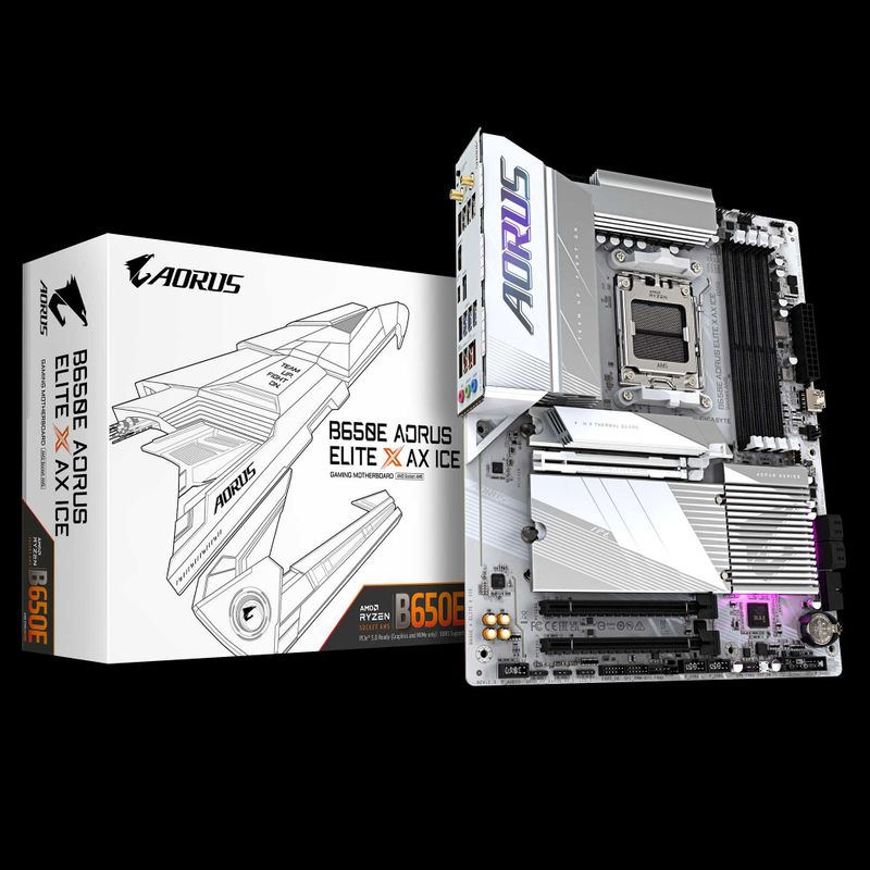 Белая материнская плата от GIGABYTE - B650E AORUS ELITE X AX ICE DDR5
