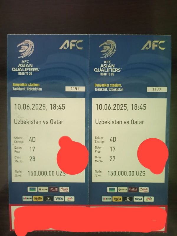 Futbol bilet O‘zbekiston Qatar 450 mingdan Futbol bilet O‘zbekiston Qatar 450 mingdan