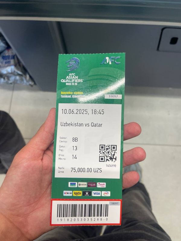 Bilet bor Uzb-Qatar 10.06.2025 Narxi 600.000