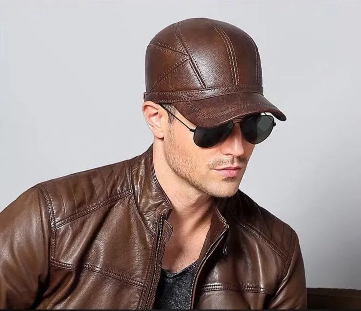 Мужская кепка шапка из натуральной кожи мужской та