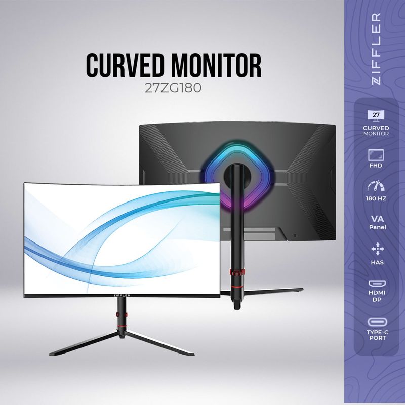 ZIFFLER 27ZG180 180hz RGB has stand ZIFFLER 27ZG180 180hz RGB has stand