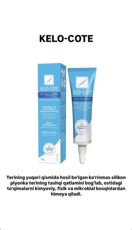Kelo-cote® Tibbiy mahsulot:Chandiq davolash uchun Gel Kelo-cote® Tibbiy mahsulot:Chandiq davolash uchun Gel