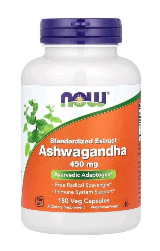 Now ashwagandha . Экстракт ашвагандхи 450мг 180 капсул