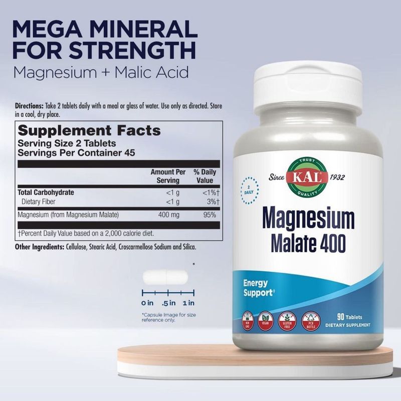 Малат магния 90 таблеток Magnesium Malate KAL Малат магния 90 таблеток Magnesium Malate KAL