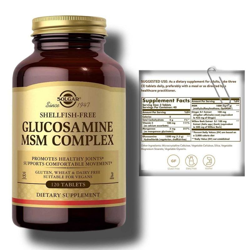 Глюкозамин/ МСМ Solgar Glucosamine MSM комплекс 120шт кошерный