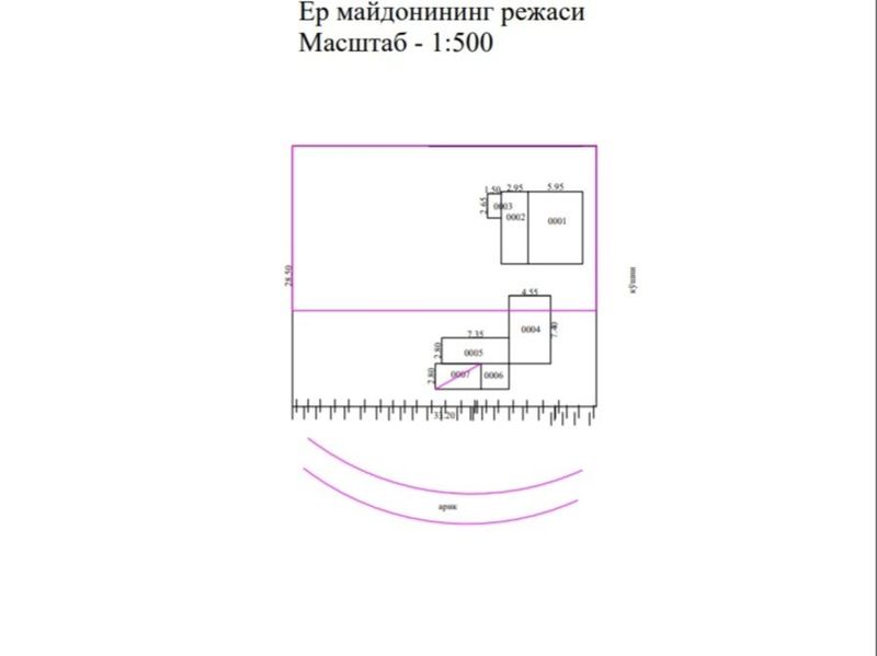 Чирчик Аранча ер сотилади 9,5-соток фасад 28,5 × 33,20 дачагаям зор