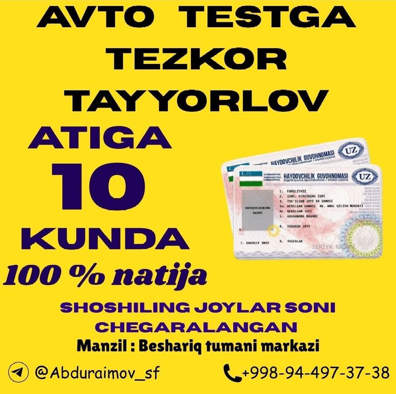Prava imtihonlariga tayyorlov tezkor kurs Prava imtihonlariga tayyorlov tezkor kurs