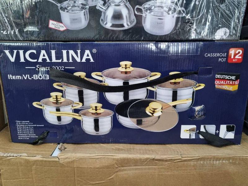 Vicalina nabor qalini sariq qopqoq kastrulkalari
