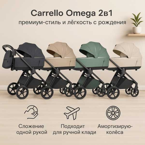Коляска детская Carrello Omega 2в1, премиум-класс, до 22 кг, 4 цветов Коляска детская Carrello Omega 2в1, премиум-класс, до 22 кг, 4 цветов