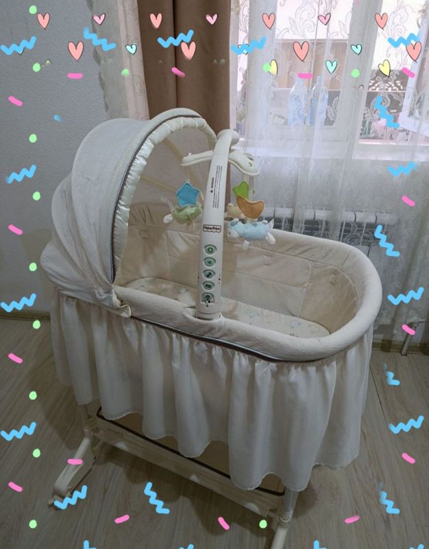Fisher-Price колыбель,выдвижные колеса,превращающие колыбель в качалку