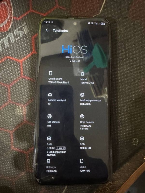 Telefon bor sotiladi Tecno pova neo 3 Telefon bor sotiladi Tecno pova neo 3
