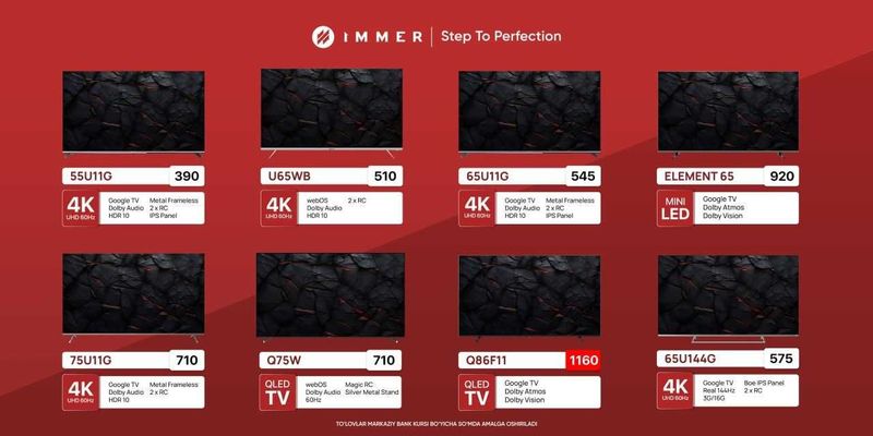 Телевизоры Immer 43/50/55/65/75/86/98