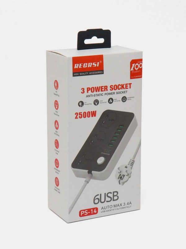 Удленитель Recrsi 2500W/Model:PS-14
