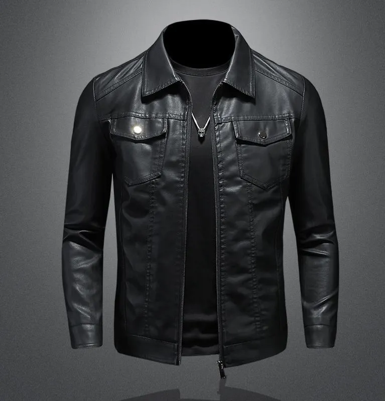 мужская кожанная куртка мужской осенне весенний