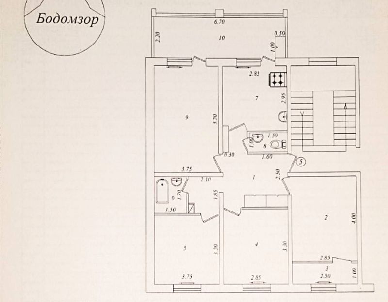 Бадамзар 4/8/9 100 м² средний ремонт. Улучшенная планировка