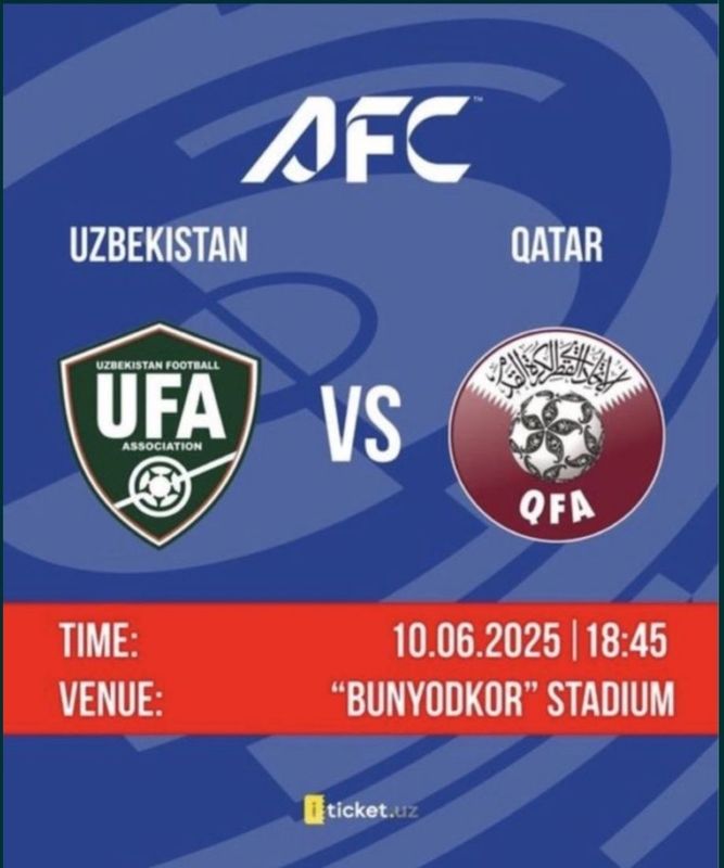 Uzbekistan vs Qatar : bilet bor 100% ishonchli