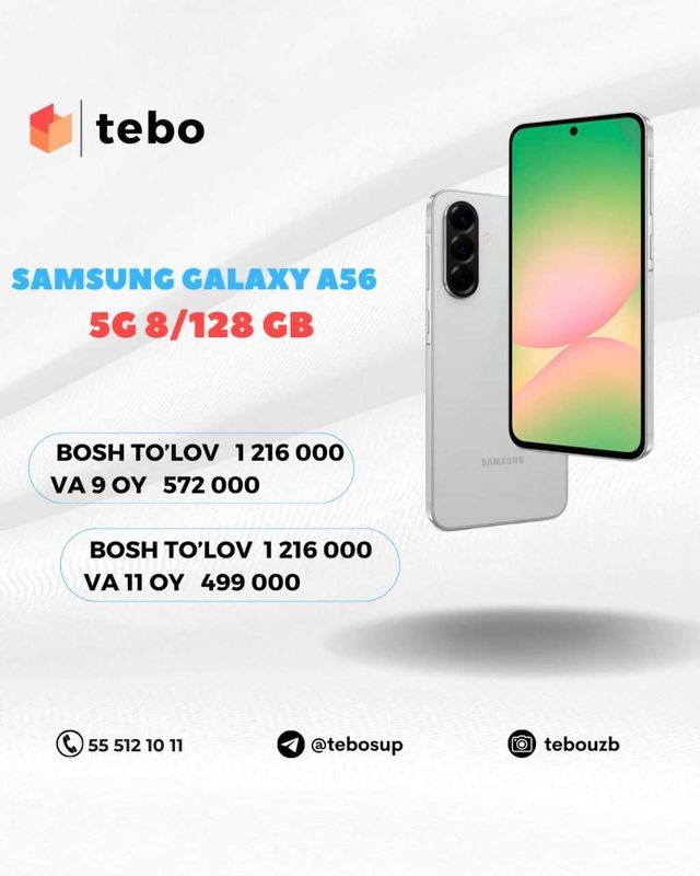Samsung Galaxy A56 5G 8/128 GB Muddatli to'lovga