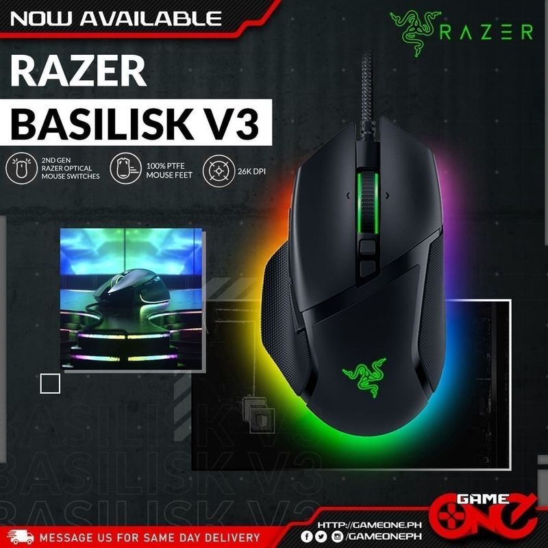 СКИДКА! RAZER Basilisk V3 RGB Проводная мышка/мышь (DPI 26K)