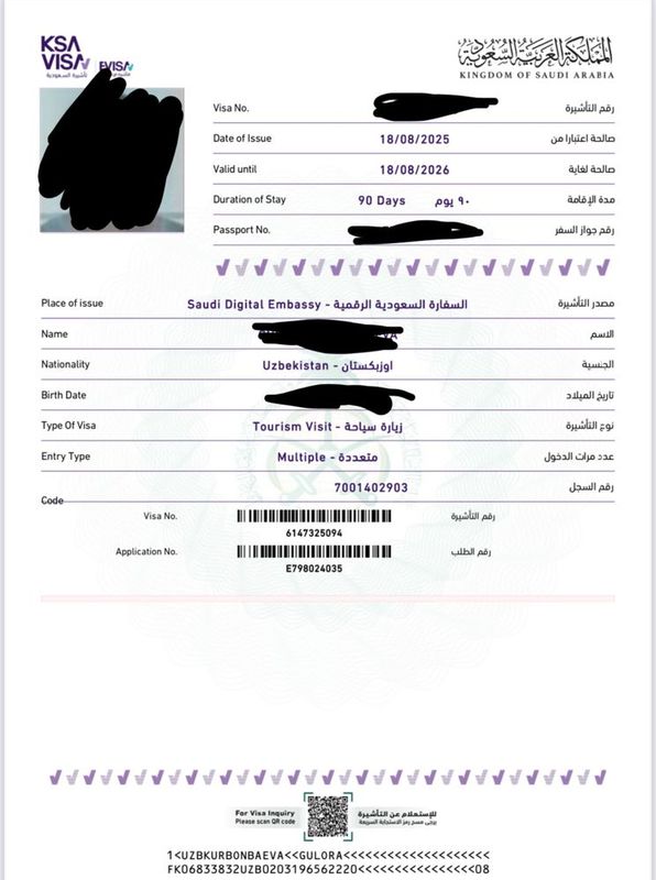 Saudiya arabistoniga viza Saudiya arabistoniga viza