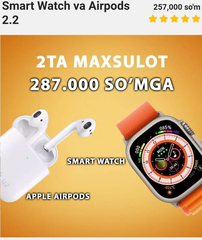 Iwatch soat naushnik yetkazish bepul