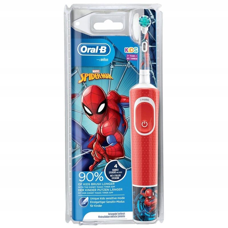 Детская электрическая зубная щетка Oral B Spiderman человек паук