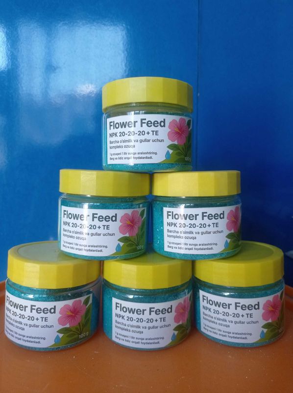 Flower Feed. NPK 20-20-20 + TE. Gul uchun ozuqa. Gullar. Gulga dori