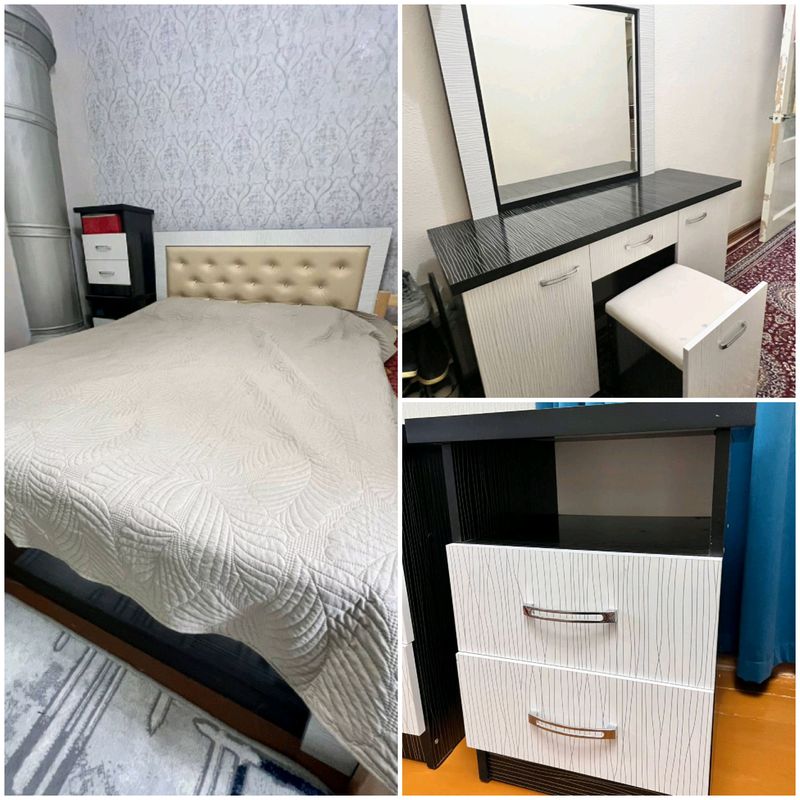Спальняя кровать, трюмо и 2 тумбы Спальняя кровать, трюмо и 2 тумбы