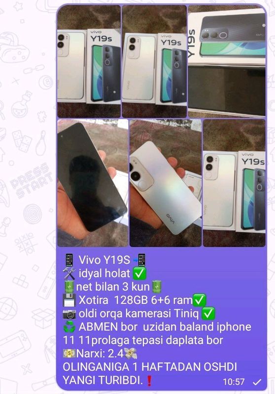 Vivo Y19S 128 gb 6+6 ram olinganiga 2 haftadan owd Vivo Y19S 128 gb 6+6 ram olinganiga 2 haftadan owd