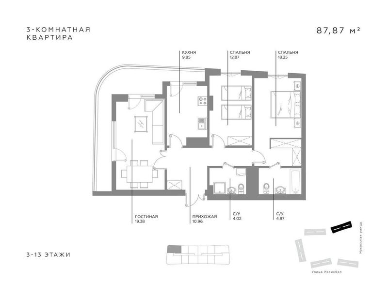 Продаётся квартира в ЖК Infinity Efendi 87м²