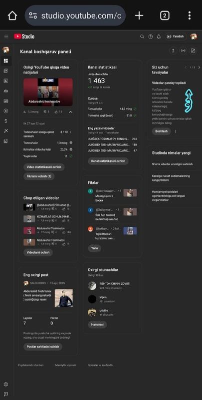 YOUTUBE AKAUNT SOTILADI