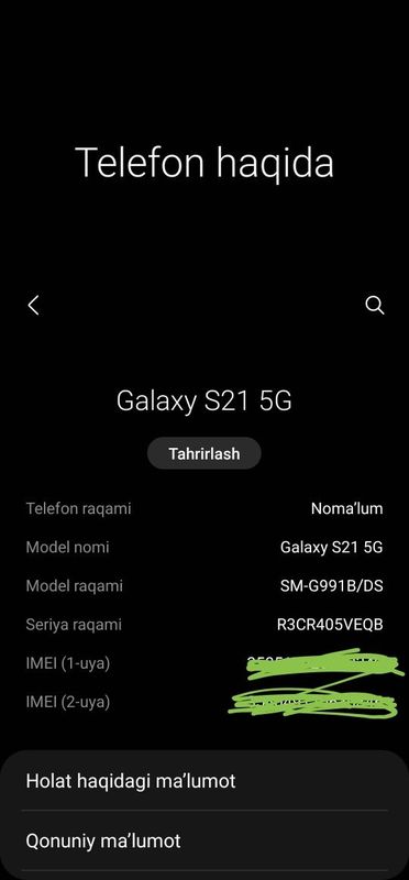 Samsung S21 5g Vetnam 8ga 128lik 200ko‘kiga