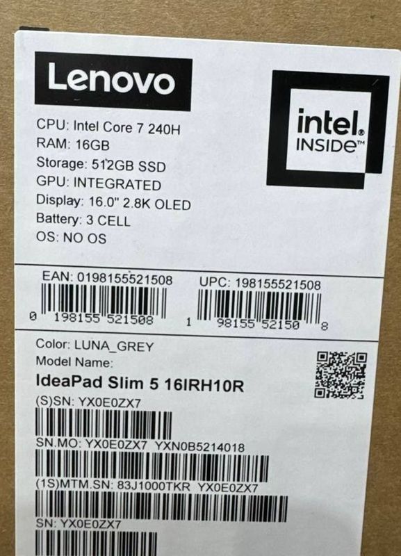 Lenovo IdeaPad Slim 5 16IRH10R (KOREA) Intel Core 7-240H