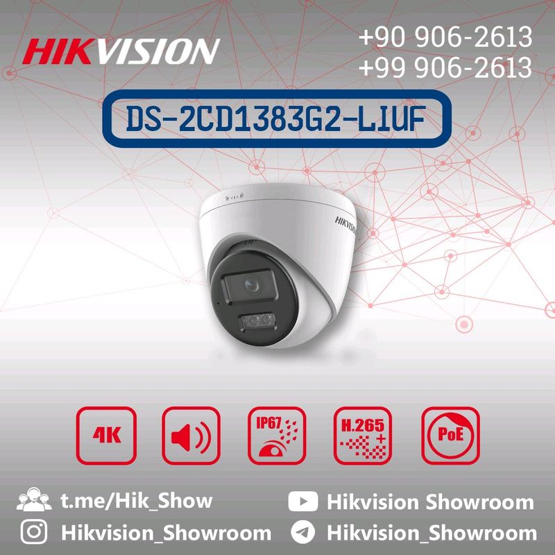 DS-2CD1383G2-LIUF Hikvision ovozli-rangli kamerasi