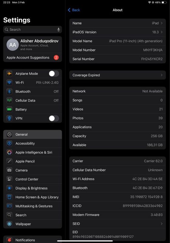 IPAD M2 11inch 4th gen sorchnaaaaga