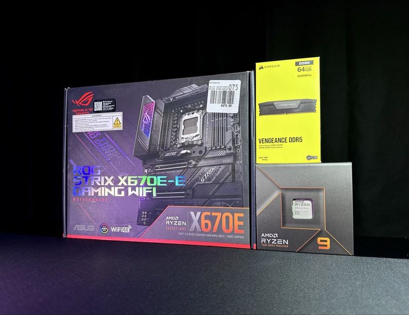 Комплект Ryzen 9 7950X+ Corsair Vengeance 64GB+ Asus ROG Strix X670E-E